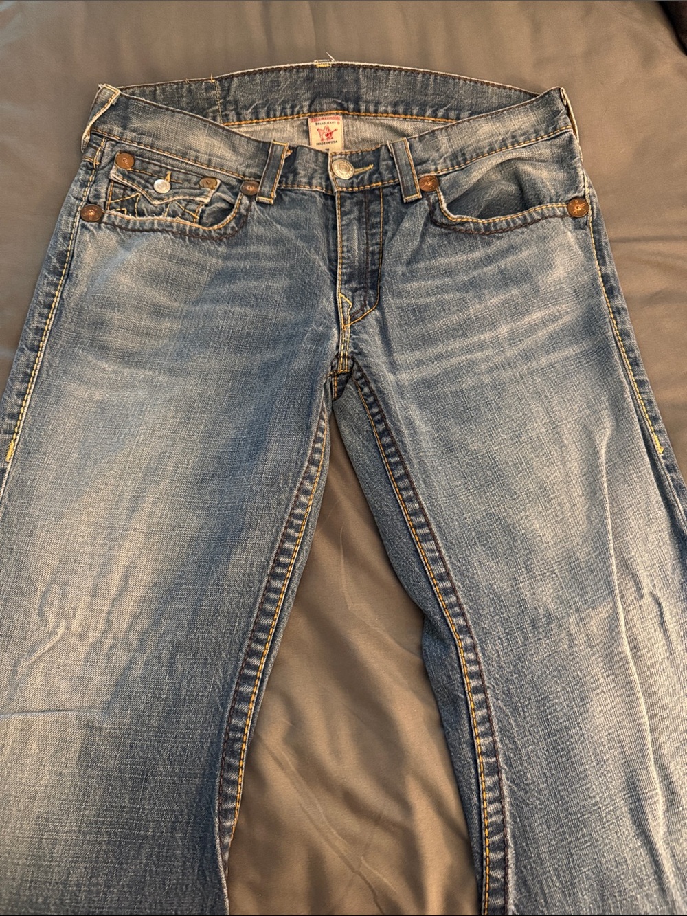 True Religion Men's Light Blue Bootcut Jeans